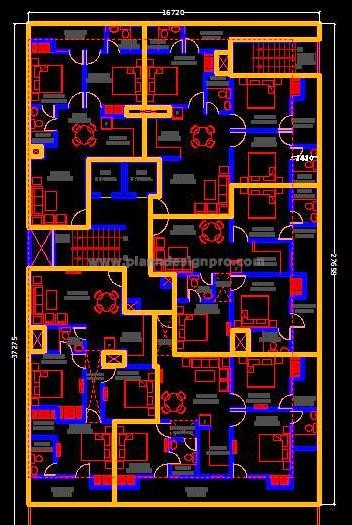 Builder Floor CAD Design- 5 Apartments with Furniture Layout